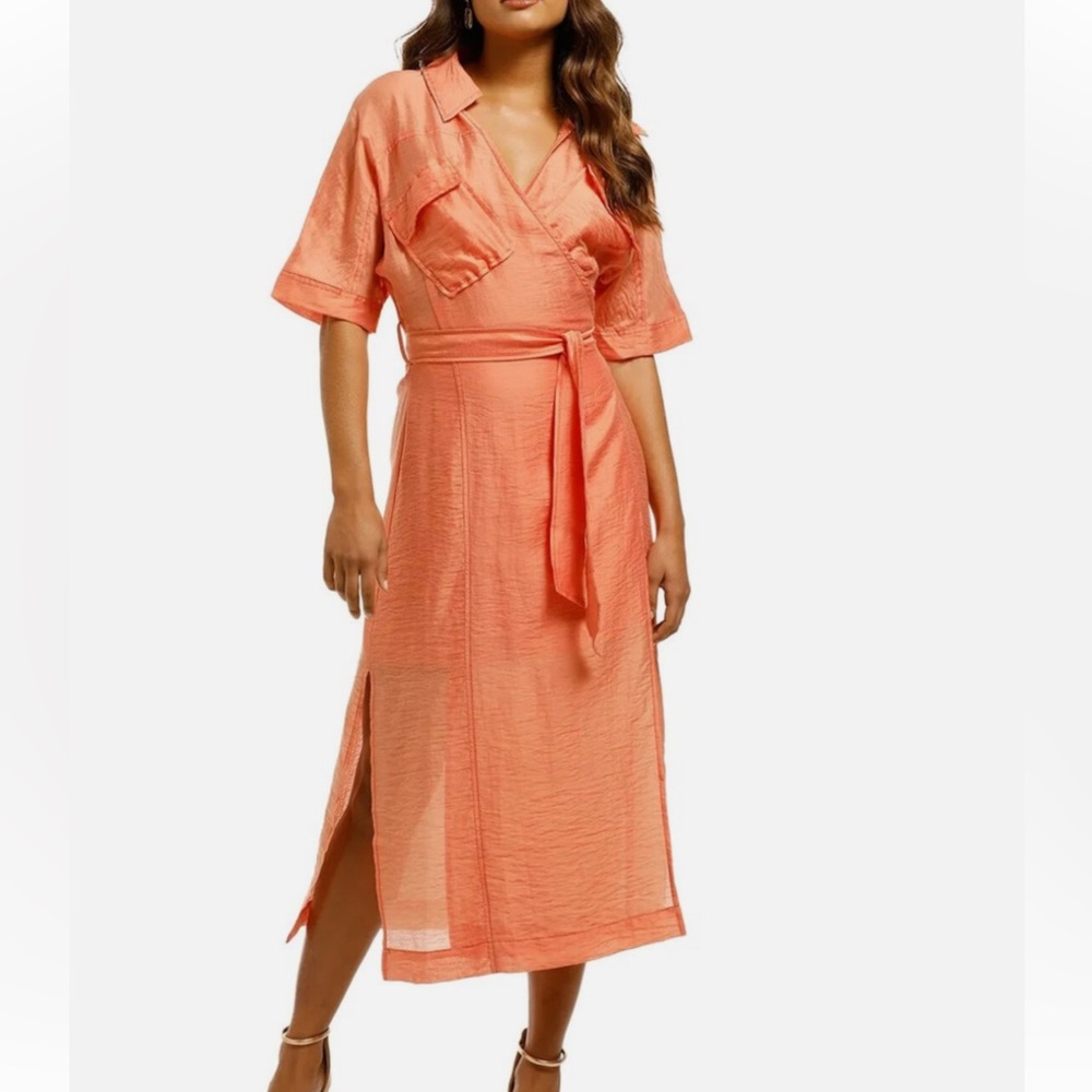 Suboo Farrah Wrap Dress orange color, flattering silhouette small, original 249.